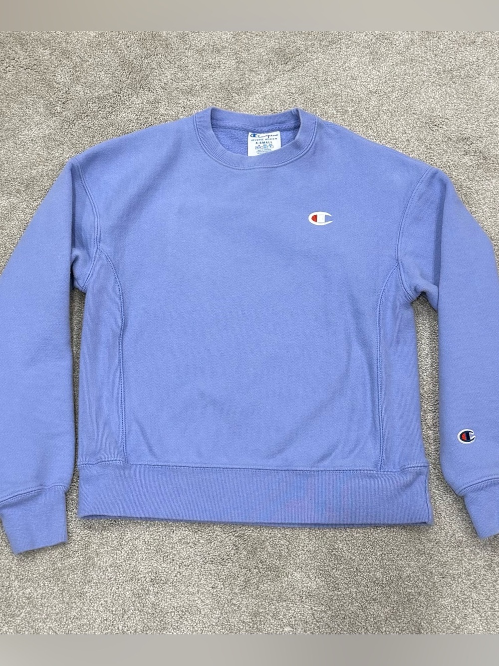 Champion Reverse Weave Sweatshirt Women’s XS Lavender Crewneck Pullover Logo